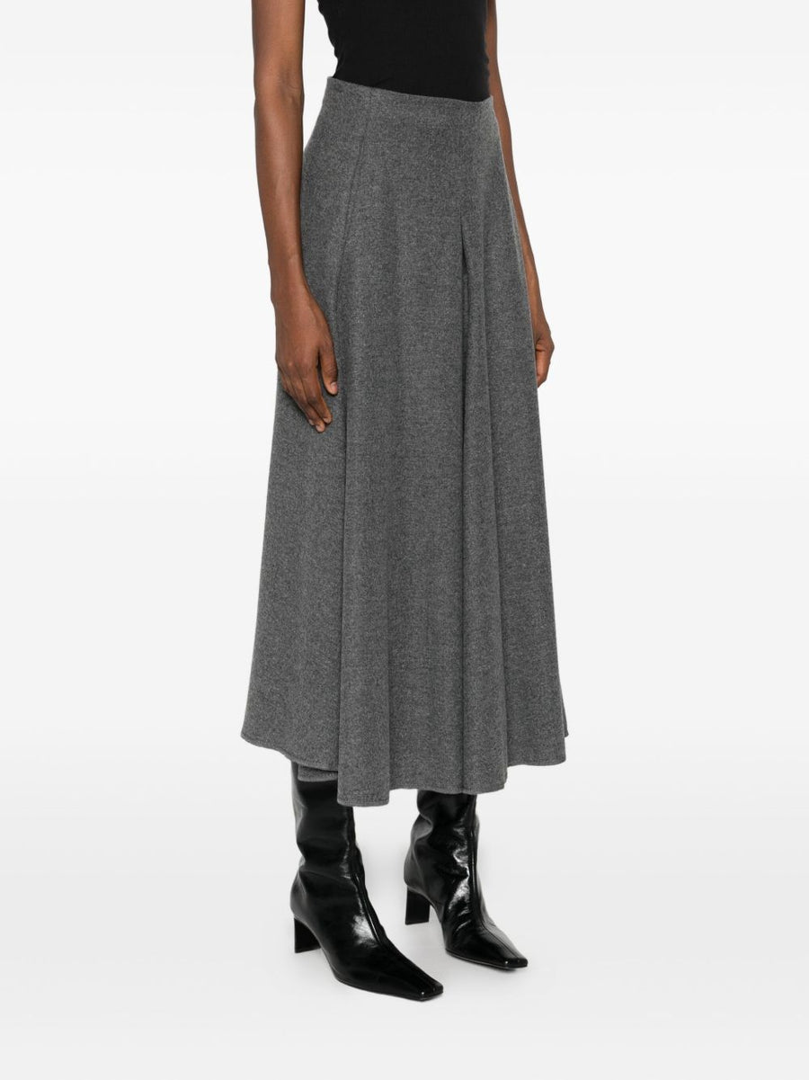 Susanne Bommer A Line Grey Cotton Midi Skirt With Concealed Zip For Women Office Wear