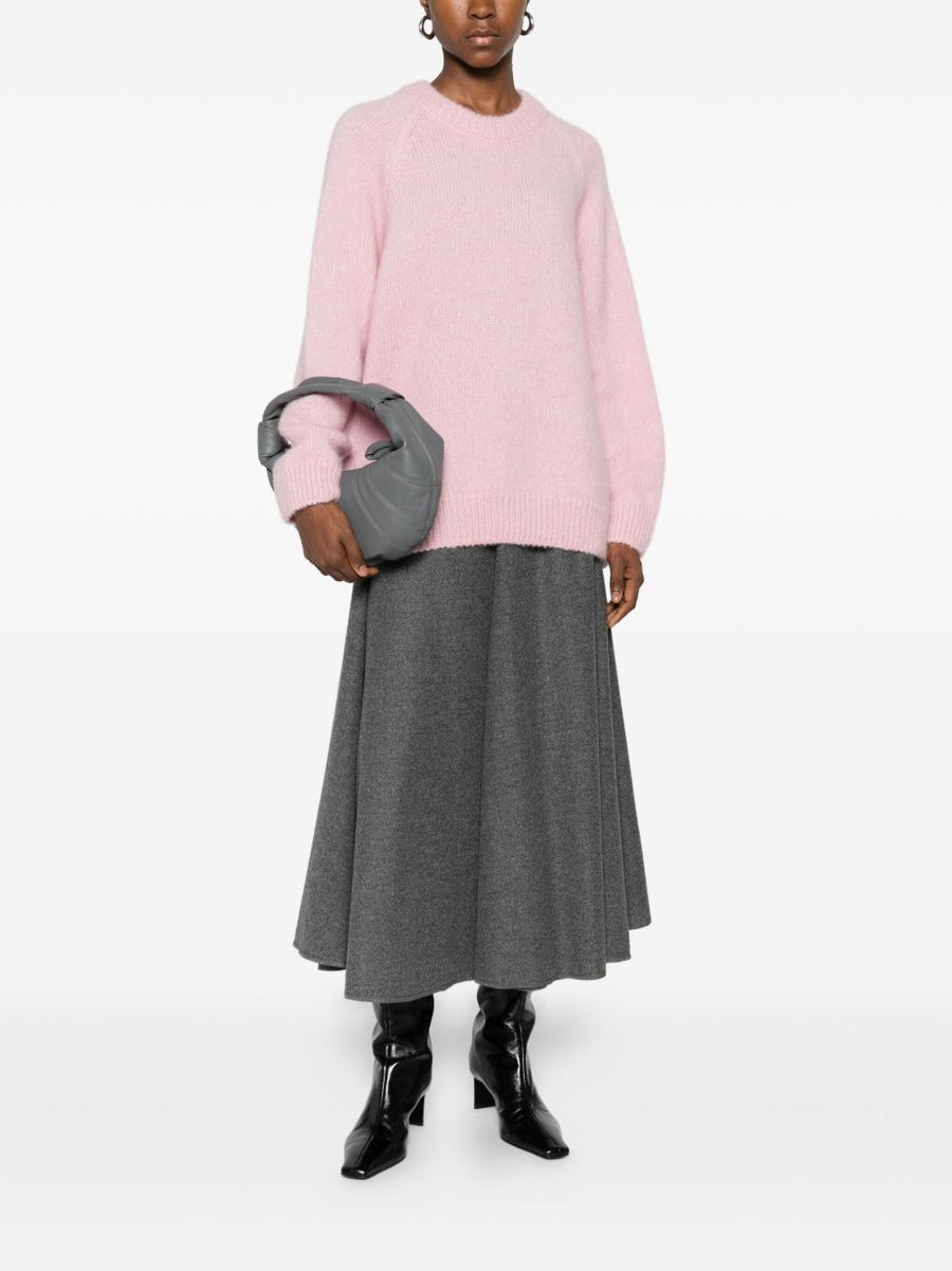 Susanne Bommer A Line Grey Cotton Midi Skirt With Concealed Zip For Women Office Wear