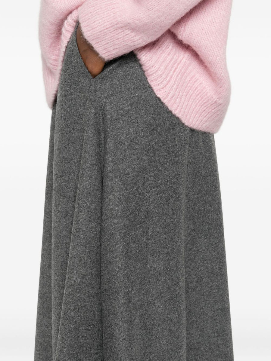 Susanne Bommer A Line Grey Cotton Midi Skirt With Concealed Zip For Women Office Wear