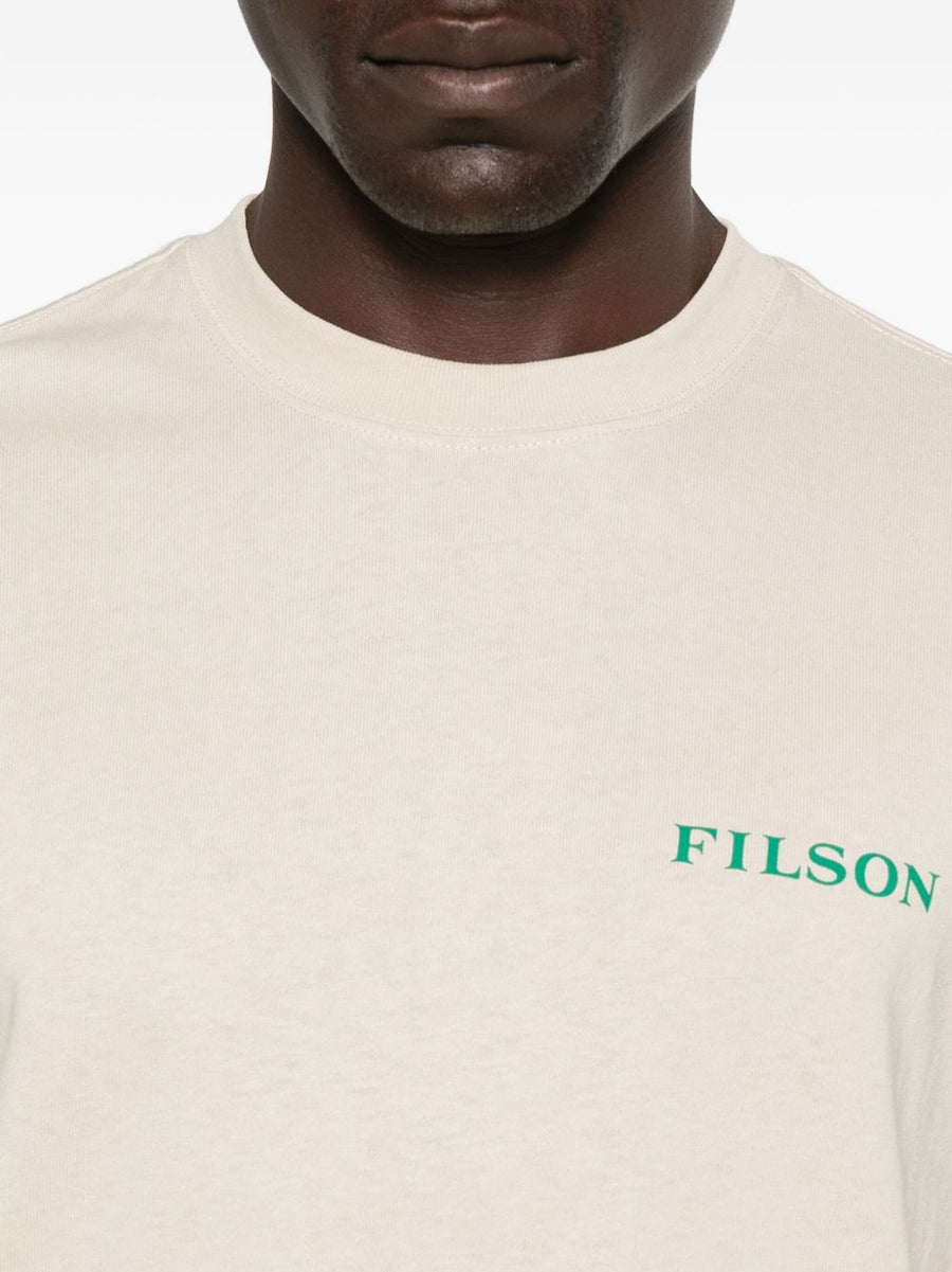 Filson Printed Cotton T Shirt for Men Premium Everyday Crewneck in Light Beige All Day Comfort