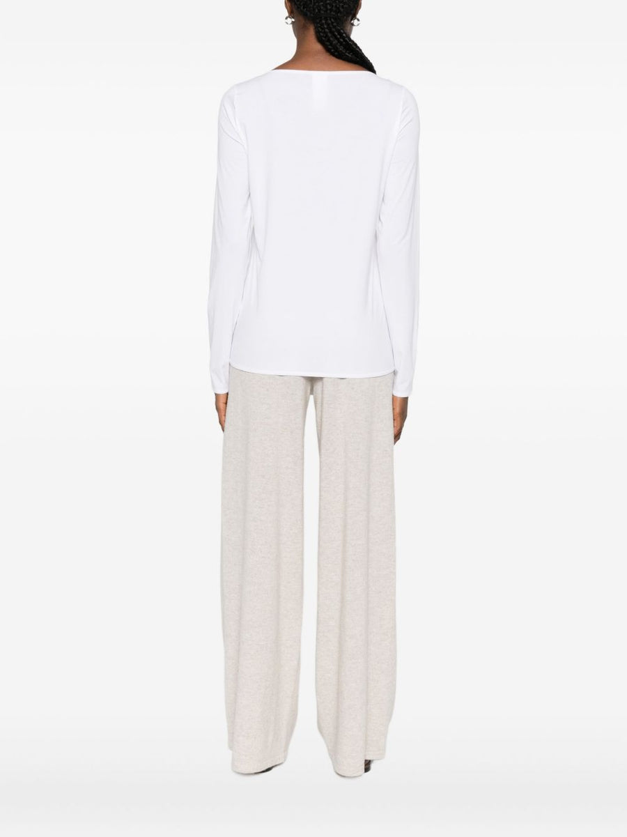 Wolford Pure Top Long Sleeve White 100 Percent Fabric Base Layer For Women Wardrobe Staple