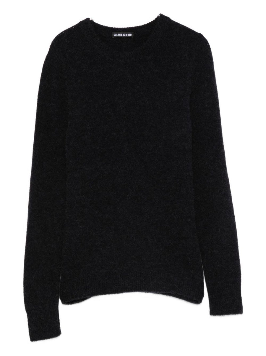 Susanne Bommer Wool Crewneck Sweater For Women Warm Versatile Classic Blue Knitwear