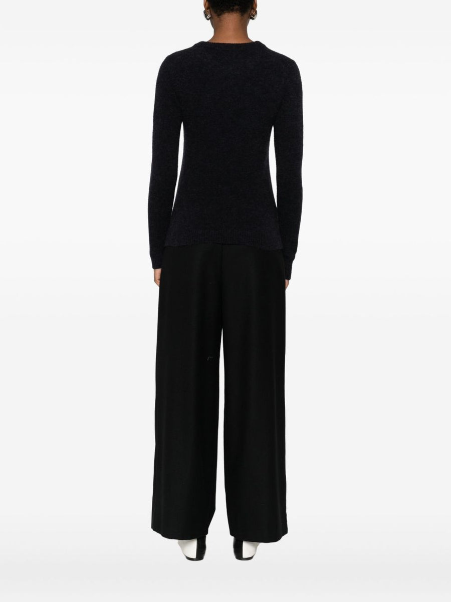 Susanne Bommer Wool Crewneck Sweater For Women Warm Versatile Classic Blue Knitwear