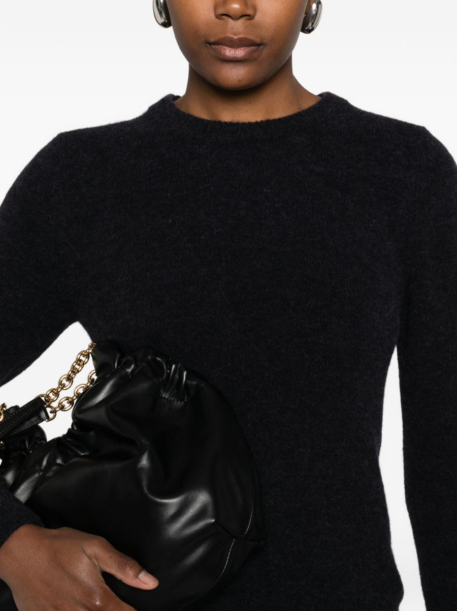 Susanne Bommer Wool Crewneck Sweater For Women Warm Versatile Classic Blue Knitwear
