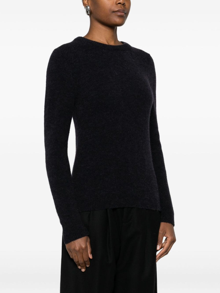 Susanne Bommer Wool Crewneck Sweater For Women Warm Versatile Classic Blue Knitwear