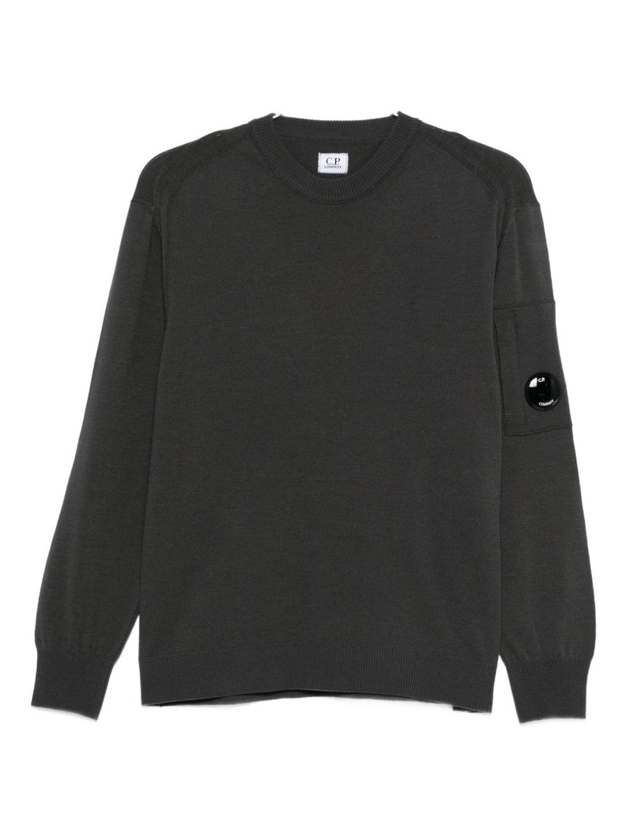 C.P. Company Logo Wool Crewneck Sweater for Men with Timeless Warmth and Signature Streetwear