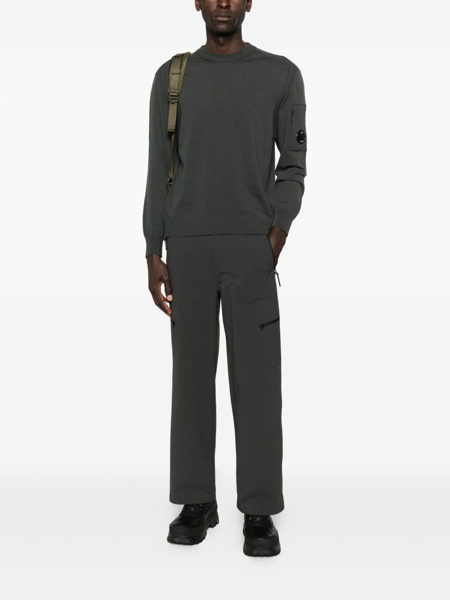 C.P. Company Logo Wool Crewneck Sweater for Men with Timeless Warmth and Signature Streetwear