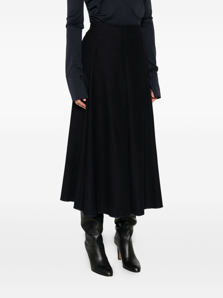 Susanne Bommer Cotton Midi Skirt Women Pleated A Line Blue Versatile Office Wear Elegance