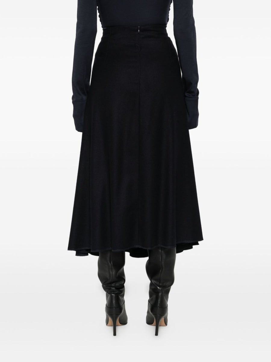 Susanne Bommer Cotton Midi Skirt Women Pleated A Line Blue Versatile Office Wear Elegance