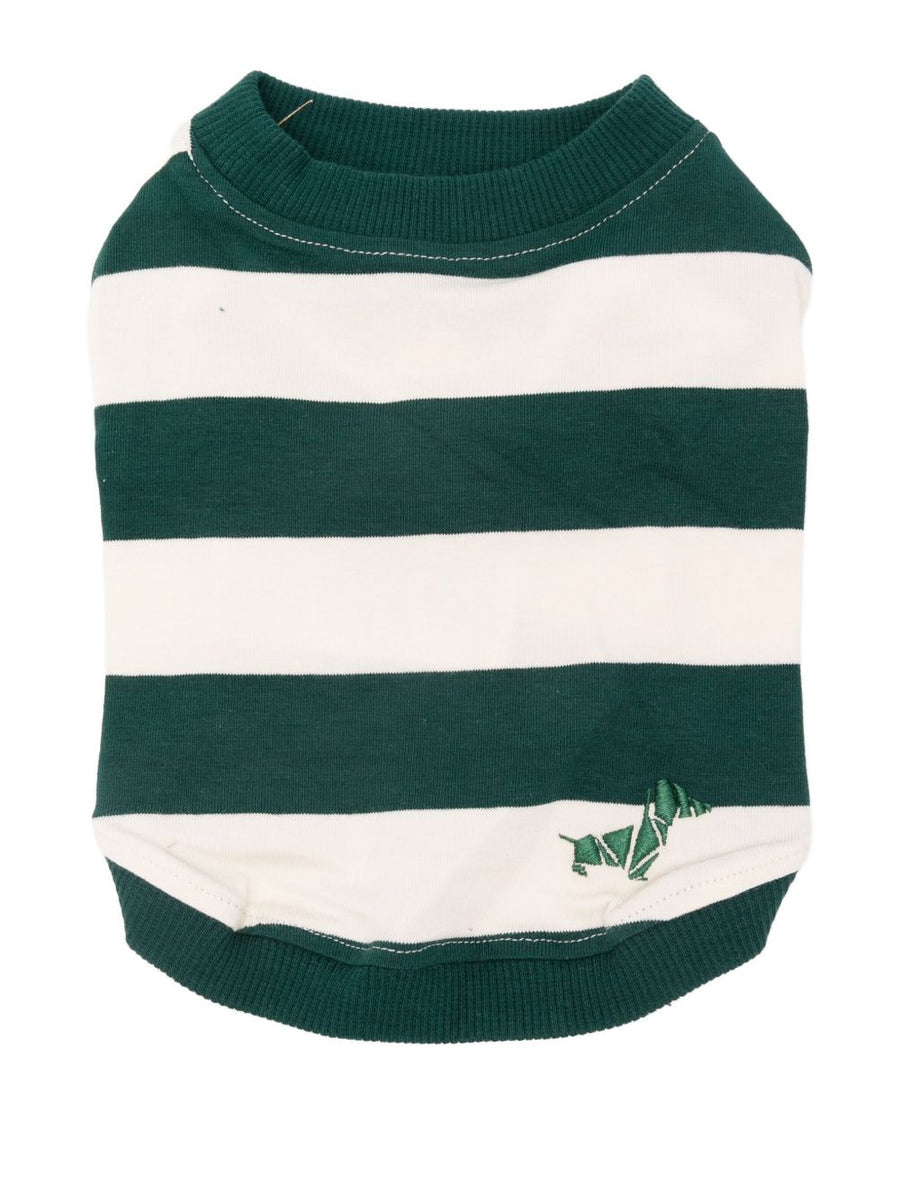 Poldo Dog Couture Calypso Tee For Dogs Green Cotton Elastane With Embroidered Stripe