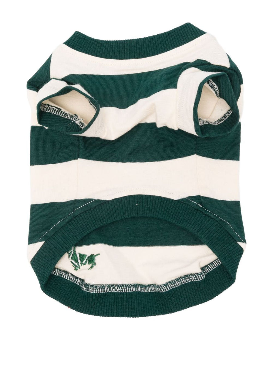 Poldo Dog Couture Calypso Tee For Dogs Green Cotton Elastane With Embroidered Stripe