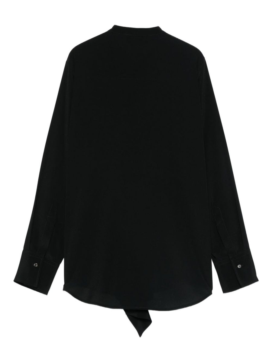 Alberto Biani Silk Shirt For Women With Black Ruffled Detail And Button Fastening