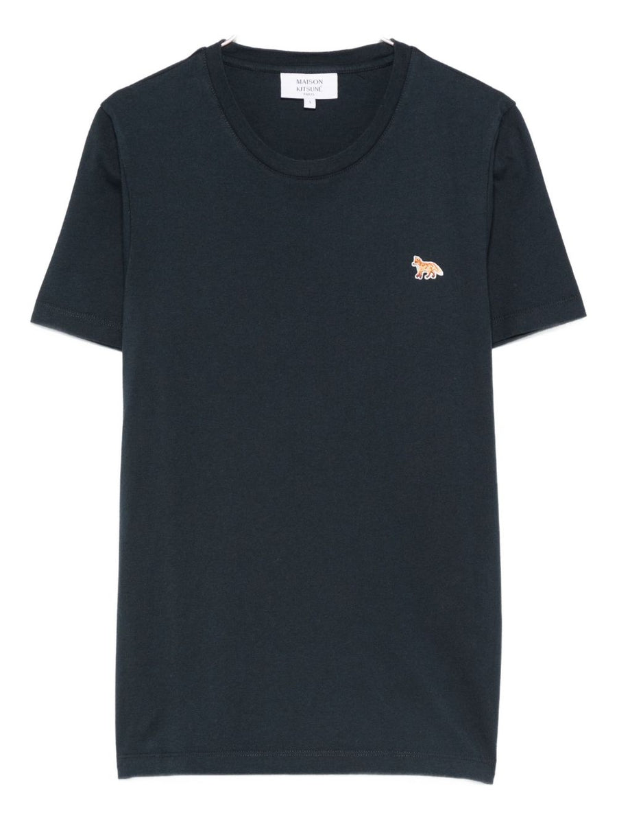 Maison Kitsuné Embroidered Logo T Shirt For Women Blue 100 Percent Cotton Everyday Comfort Timeless Style