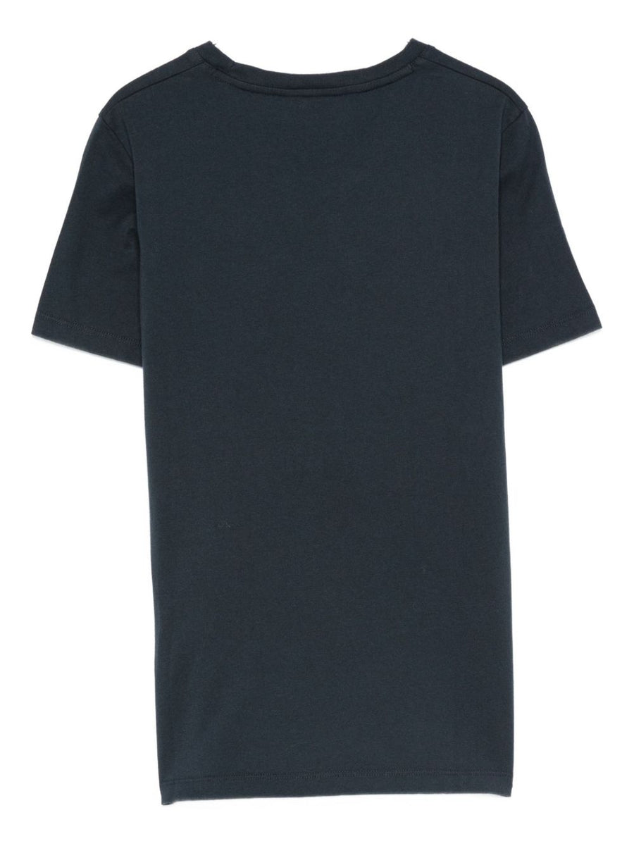 Maison Kitsuné Embroidered Logo T Shirt For Women Blue 100 Percent Cotton Everyday Comfort Timeless Style