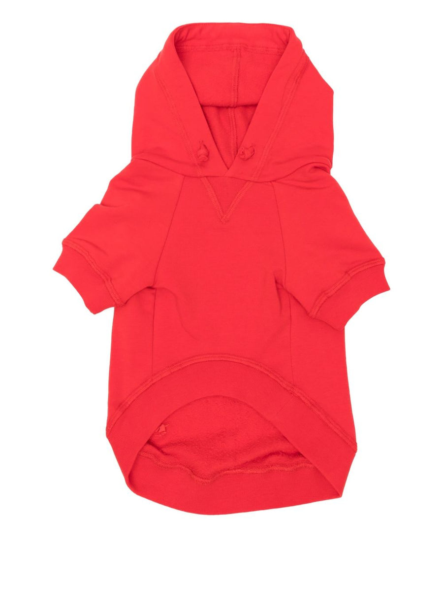 Poldo Dog Couture Pop Fleece Dog Hoodie Red For Dogs Cozy Embroidered Lightweight Warmth