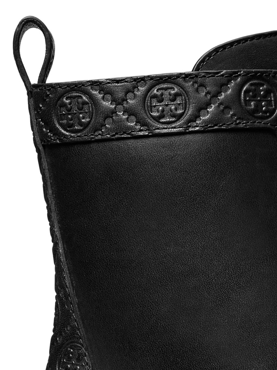 Tory Burch T Monogram Lug Boot Black Leather Ankle Boot For Women Fashionable Everyday Wear Versatile