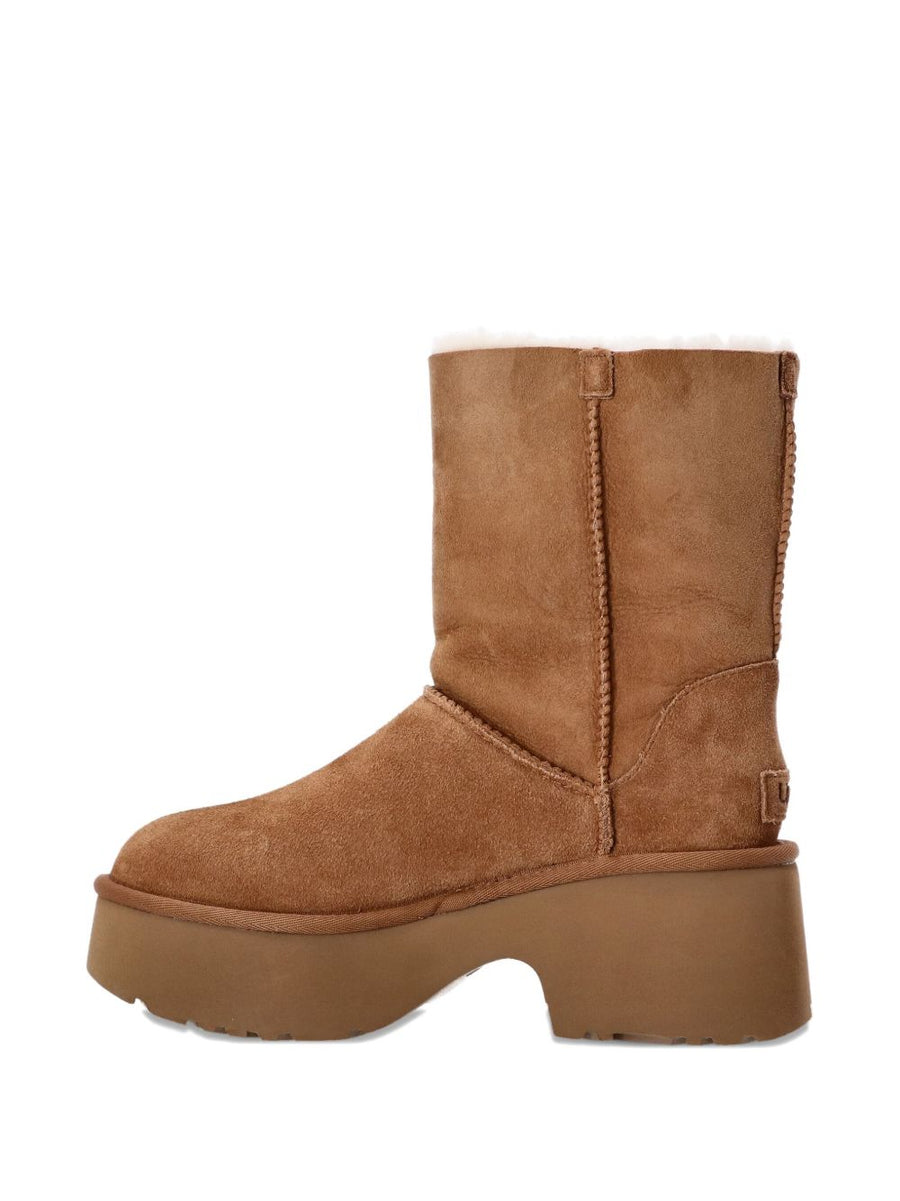UGG Esmee Beige Suede Platform Boots With Plush Shearling Lining For Women Warmth And Style