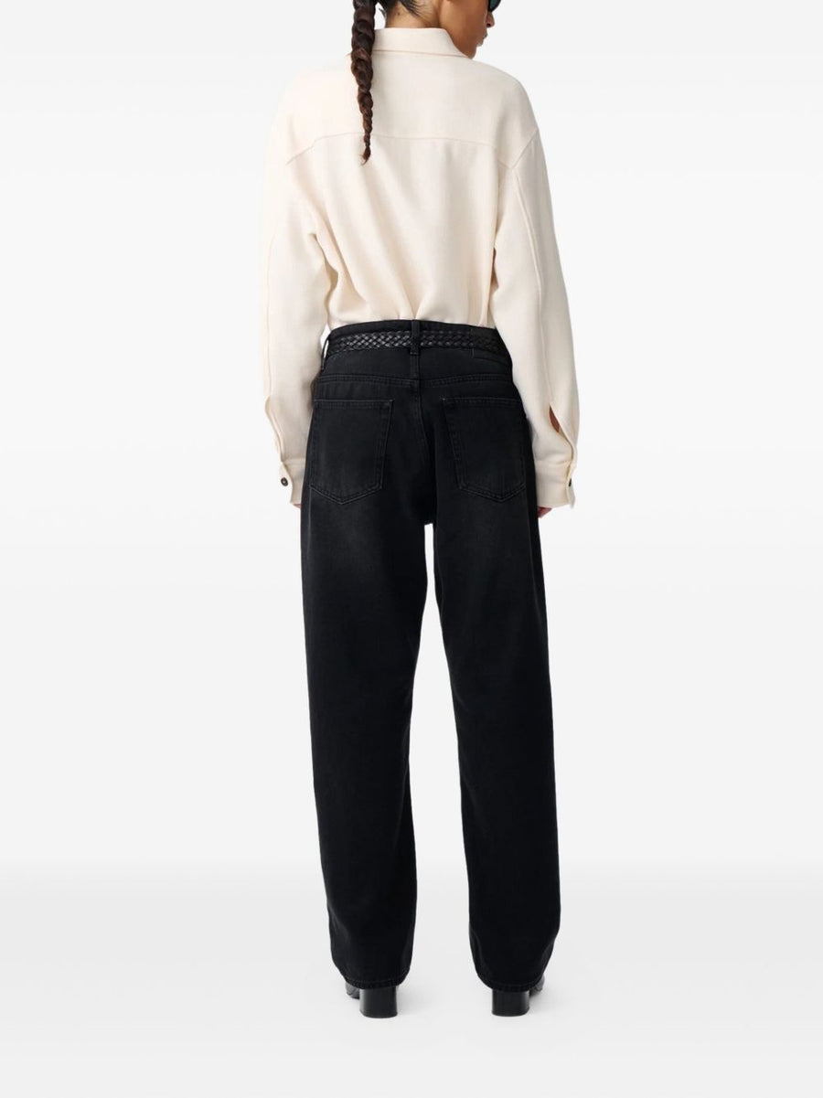 Studio Nicholson White Virgin Wool Overshirt With Button Front And Point Collar