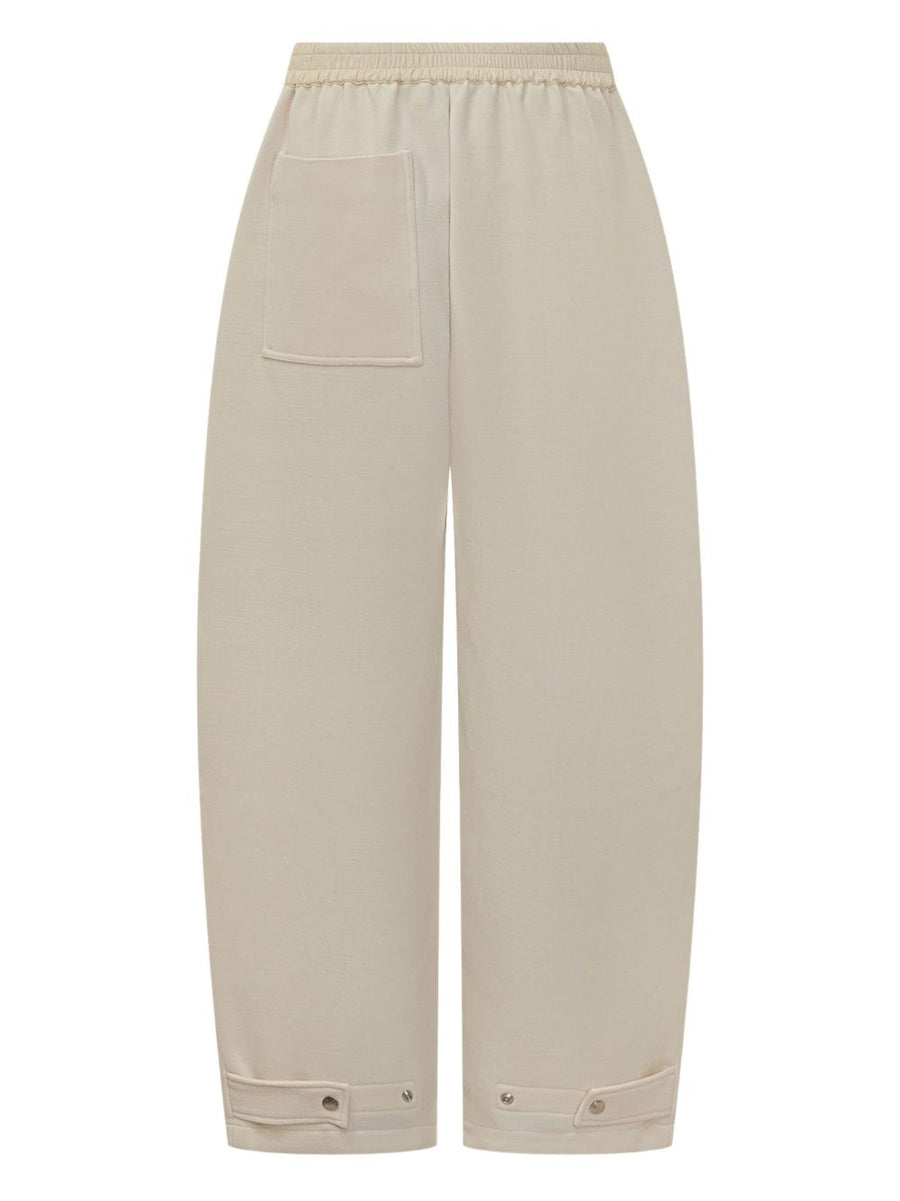 Studio Nicholson White Wool Trousers For Women Tailored Elastic Waistband Quiet Luxury Office Ready