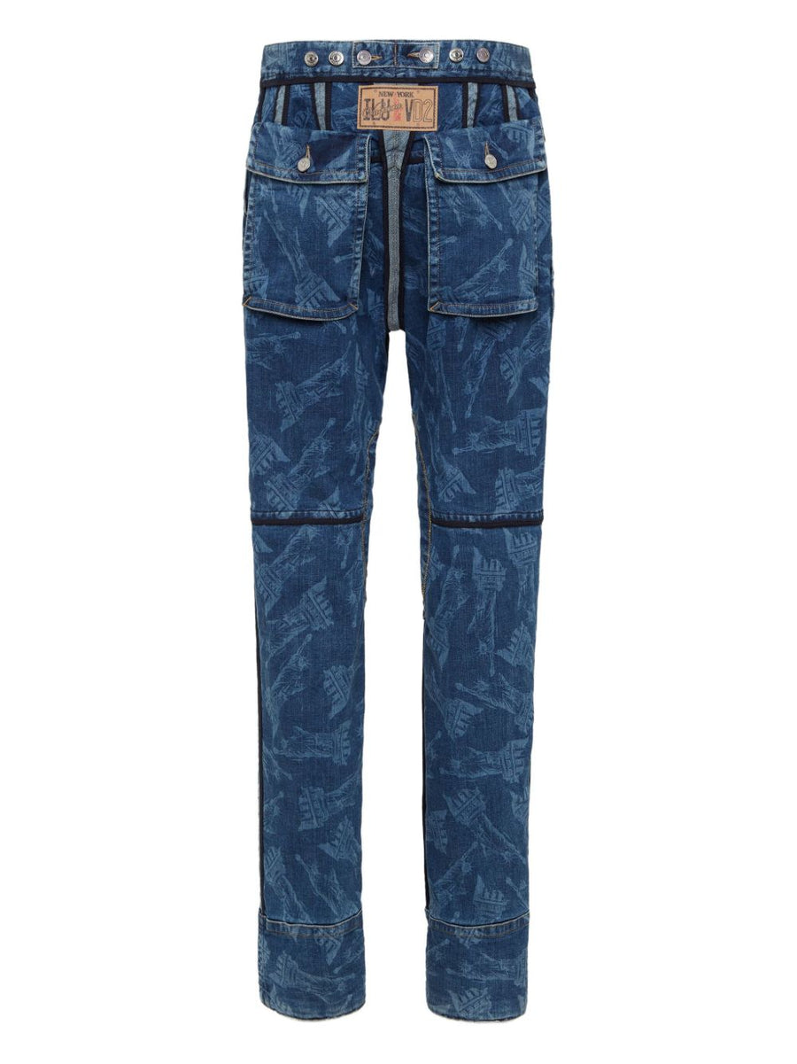 Dsquared2 Denim Jeans For Women With Effortless Adjustable Drawstring Waist And Off Centre Front Button Fly Indigo Blue