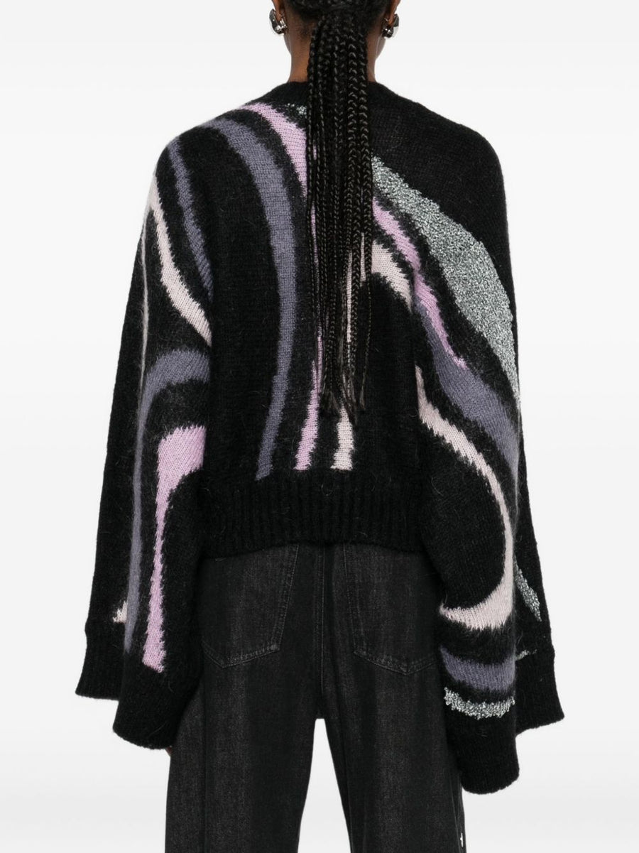 Pucci Wool Printed Sweater For Women With Bold Black Graphic Pattern And Versatile Everyday Elegance