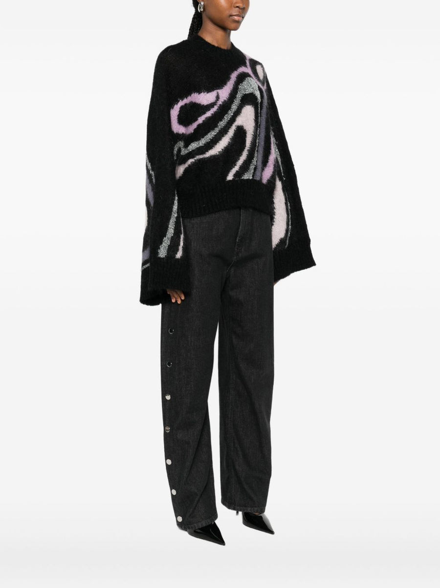 Pucci Wool Printed Sweater For Women With Bold Black Graphic Pattern And Versatile Everyday Elegance