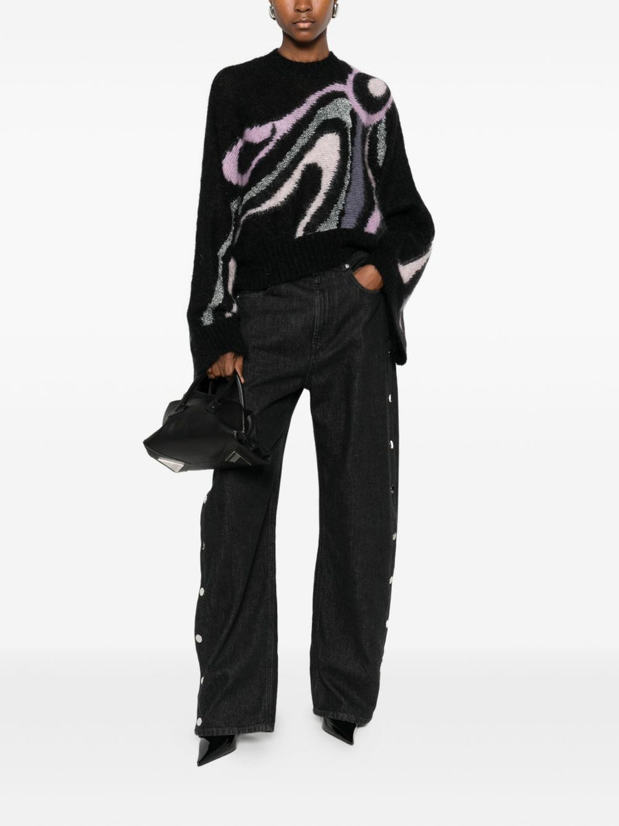 Pucci Wool Printed Sweater For Women With Bold Black Graphic Pattern And Versatile Everyday Elegance