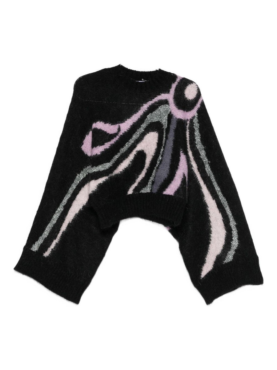 Pucci Wool Printed Sweater For Women With Bold Black Graphic Pattern And Versatile Everyday Elegance