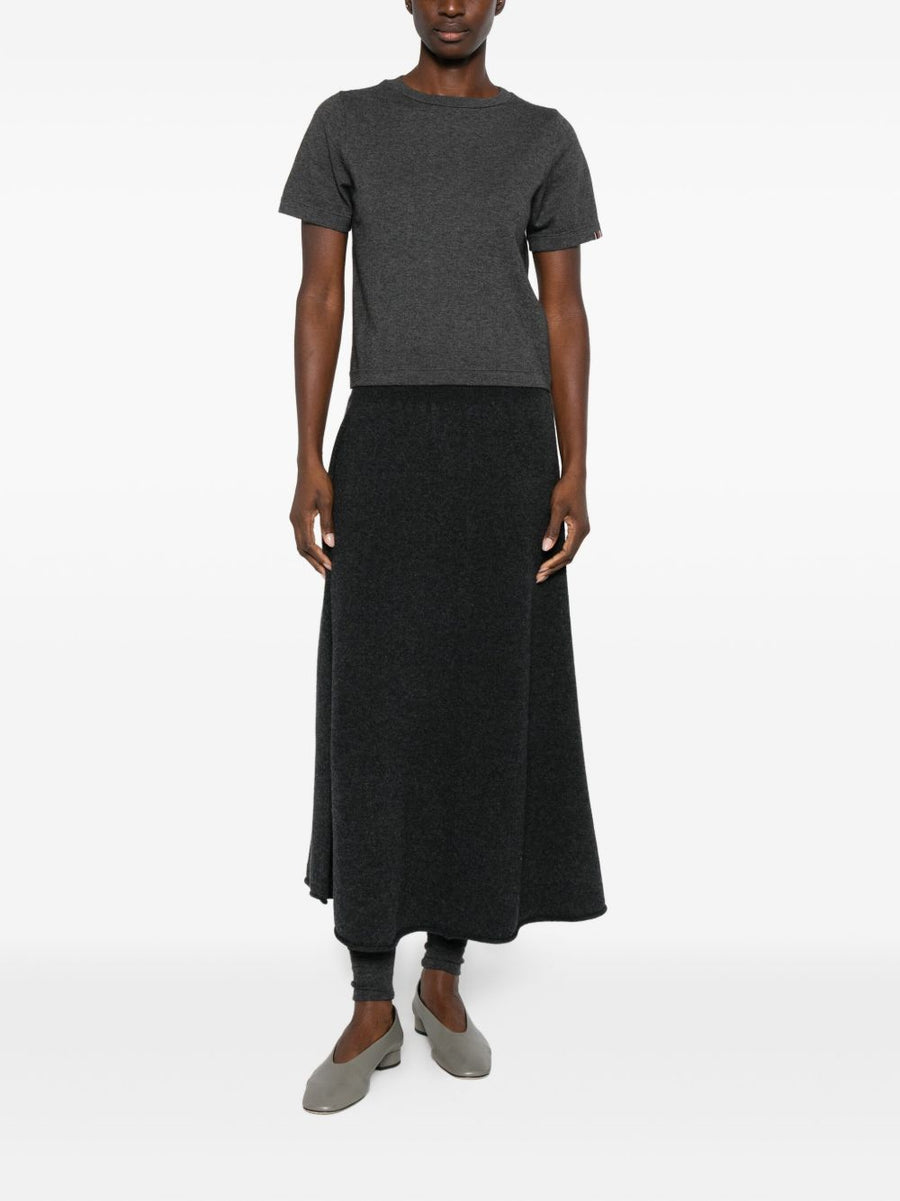 Extreme Cashmere Navy Long Skirt For Women, Luxurious A-Line With Elastic Waistband, One Size, Versatile Office Wear