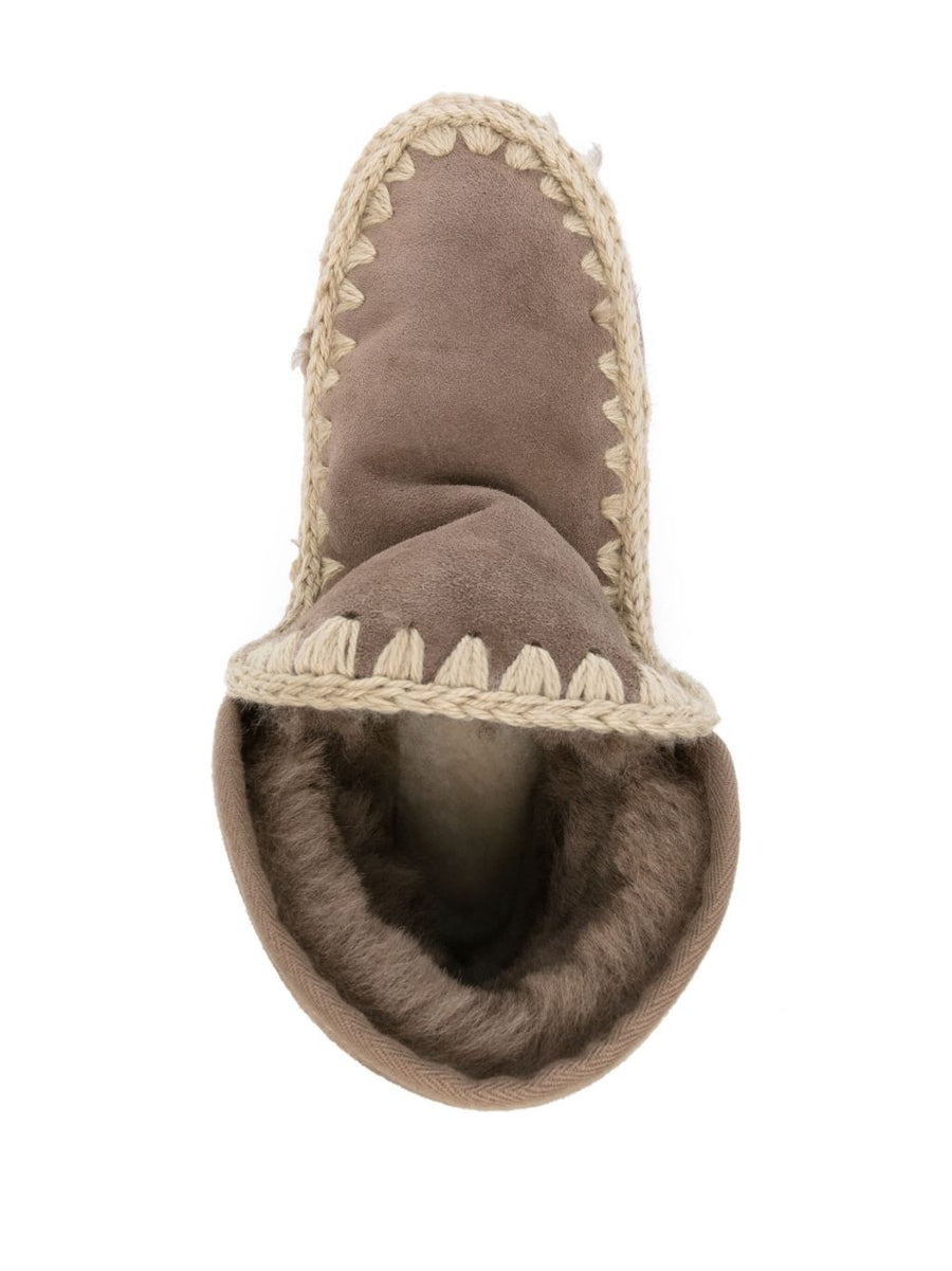 Mou Mini Eskimo Platform Boot for Women Taupe Suede with Shearling Lining Cozy Warm Platform Winter Boots