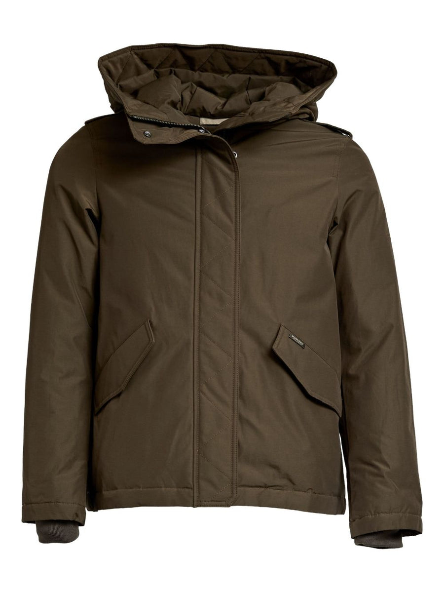 Woolrich Hooded Blouson Jacket For Women Lightweight Quilted Warmth Outdoor Ready Front Pockets Green