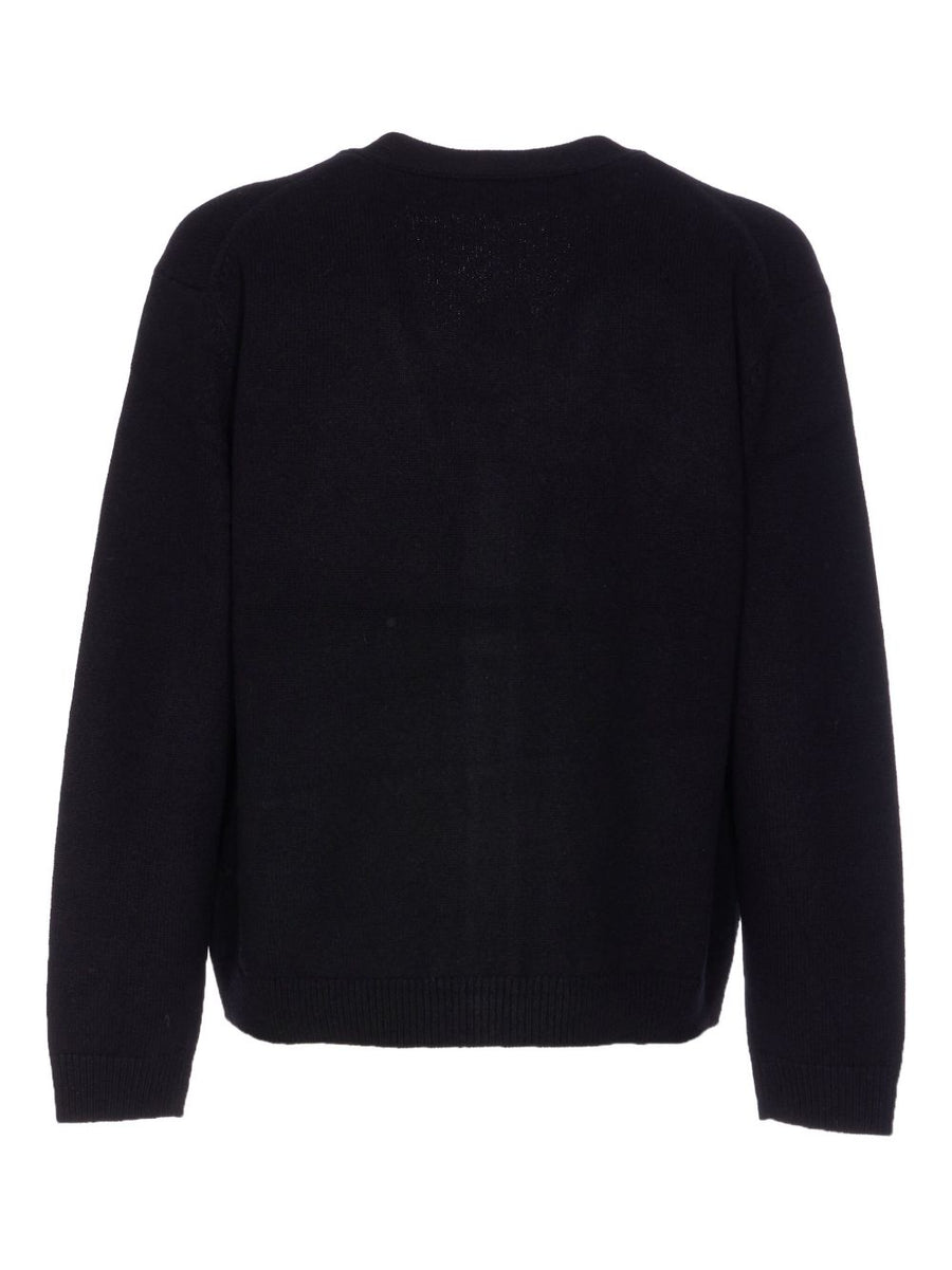 Maison Kitsuné Men's Merino Wool Cardigan With Foxhead Intarsia, Button Front, V-Neck