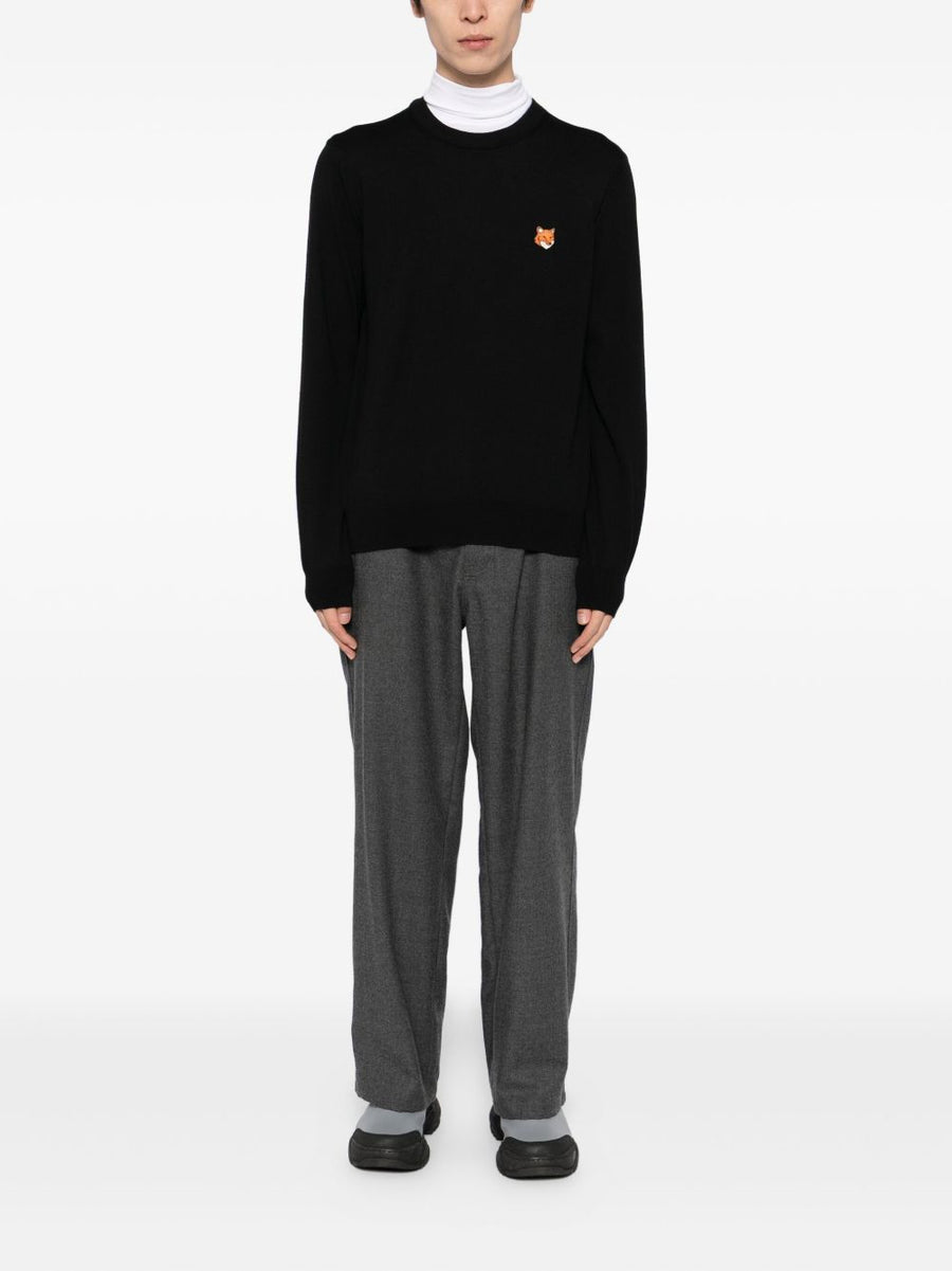Maison Kitsuné Merino Wool Fox Head Patch Sweater For Men Luxurious Crewneck Knit FW2025