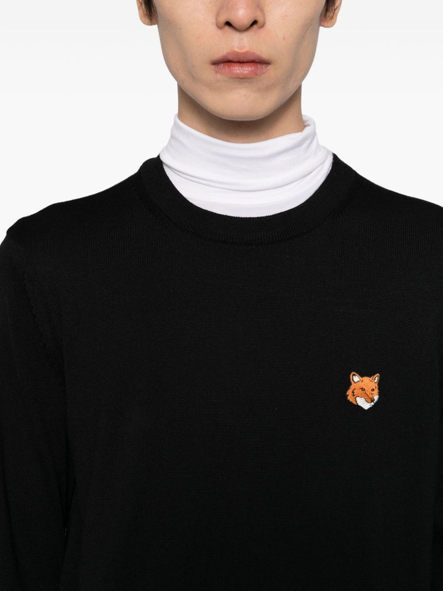 Maison Kitsuné Merino Wool Fox Head Patch Sweater For Men Luxurious Crewneck Knit FW2025
