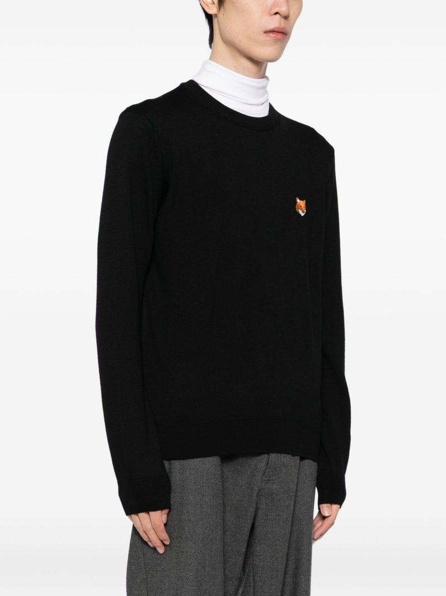 Maison Kitsuné Merino Wool Fox Head Patch Sweater For Men Luxurious Crewneck Knit FW2025