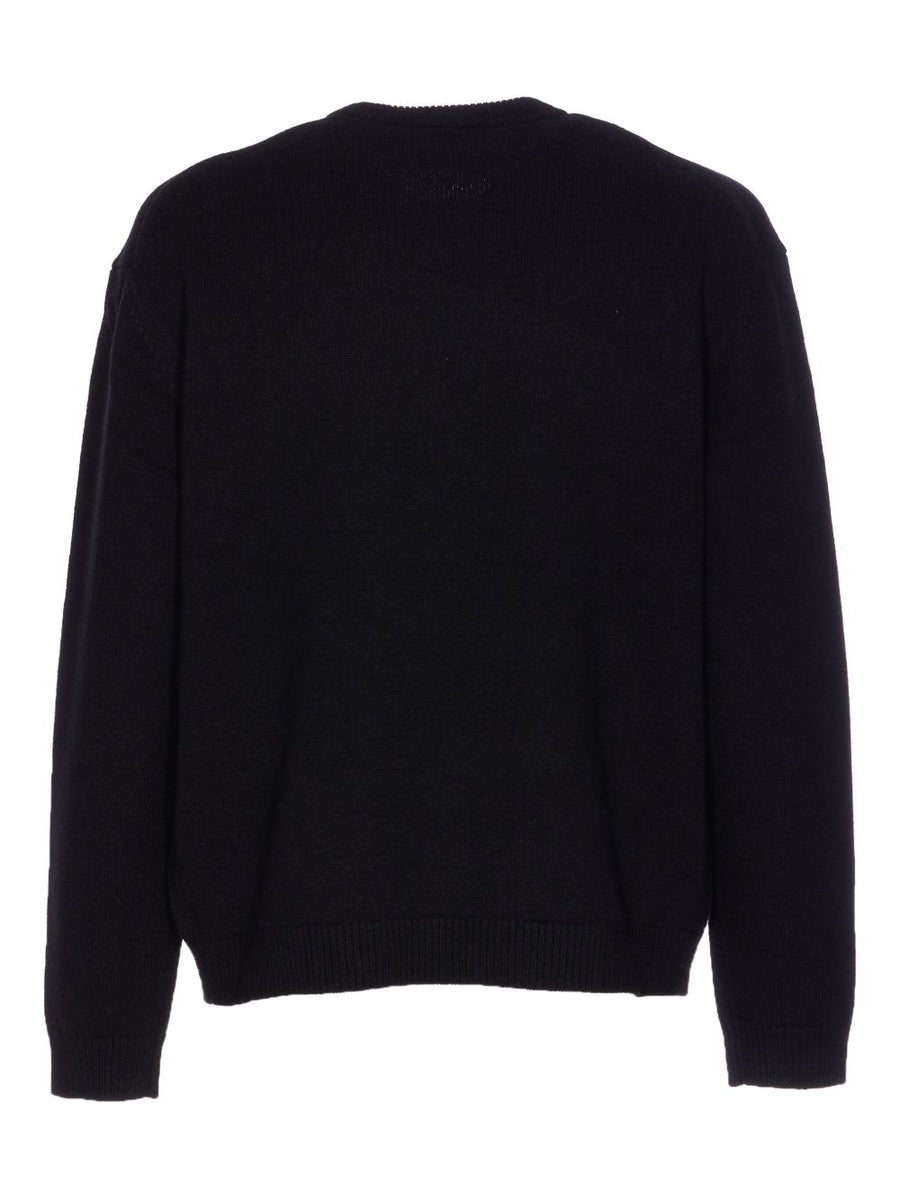 Maison Kitsuné Fox Embroidered Merino Wool Crew Neck Sweater For Men Luxury Knitwear Fox Head Intarsia Layering Piece