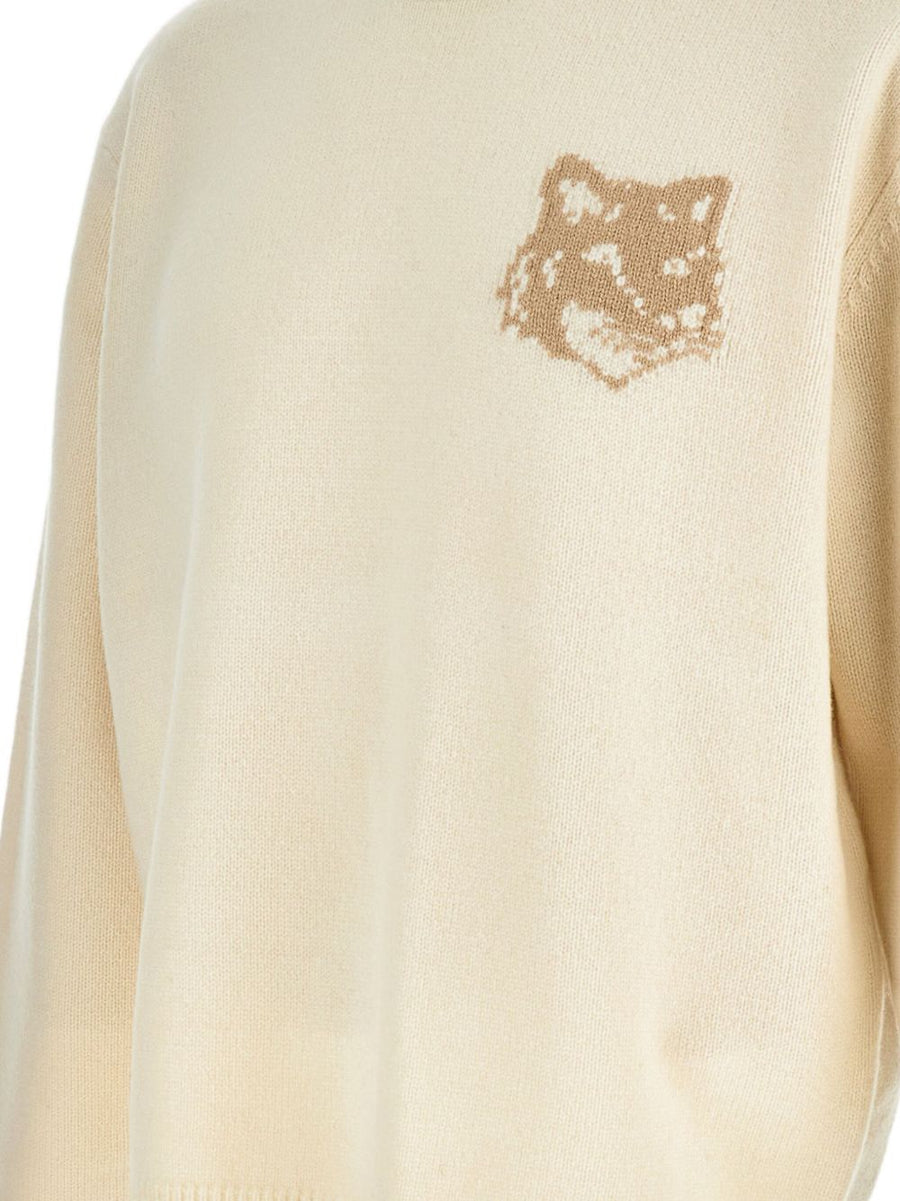 Fox Head Intarsia Sweater for Men by Maison Kitsuné Premium Lightweight Wool Knit with Iconic Fox Motif