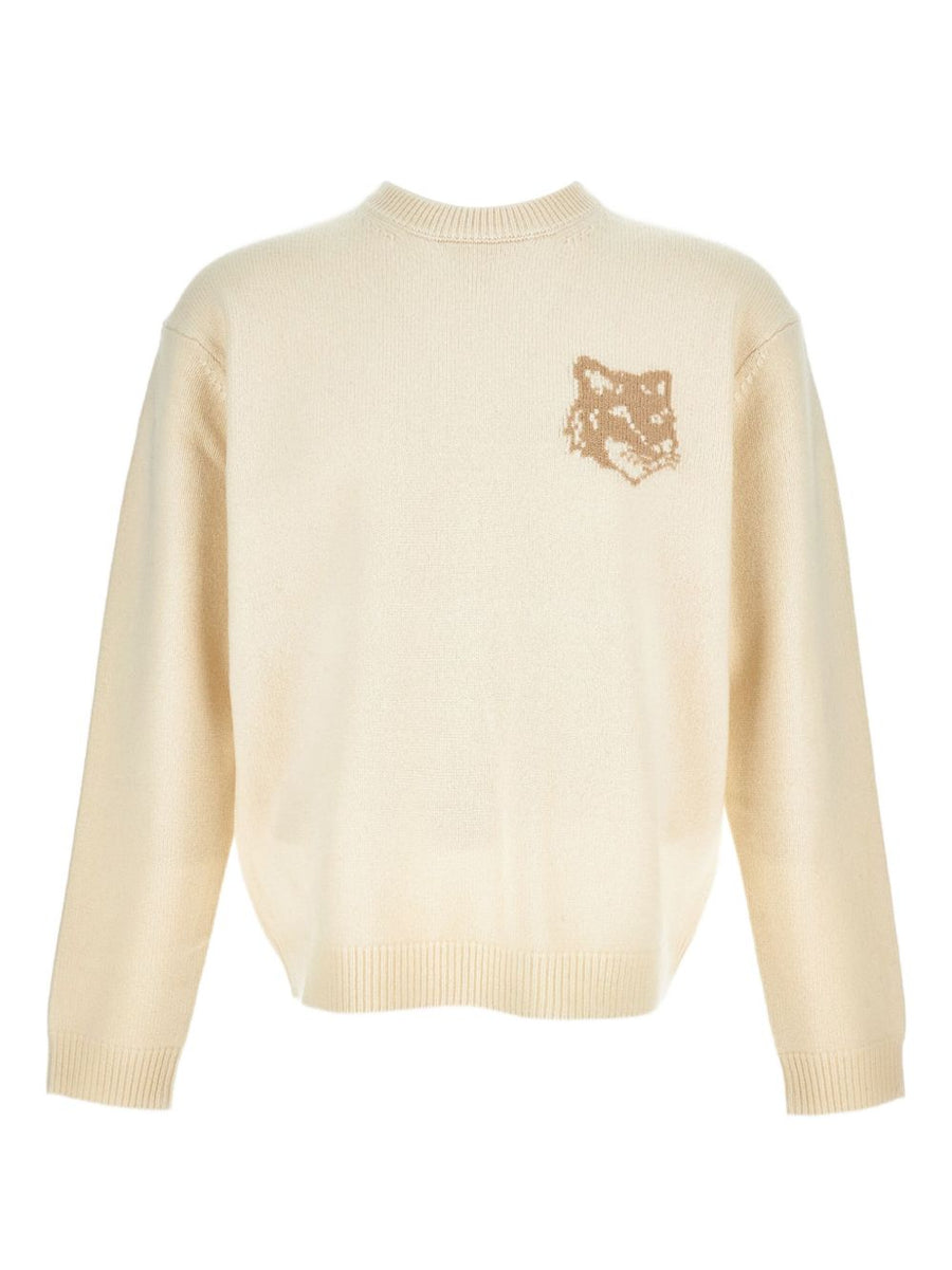 Fox Head Intarsia Sweater for Men by Maison Kitsuné Premium Lightweight Wool Knit with Iconic Fox Motif