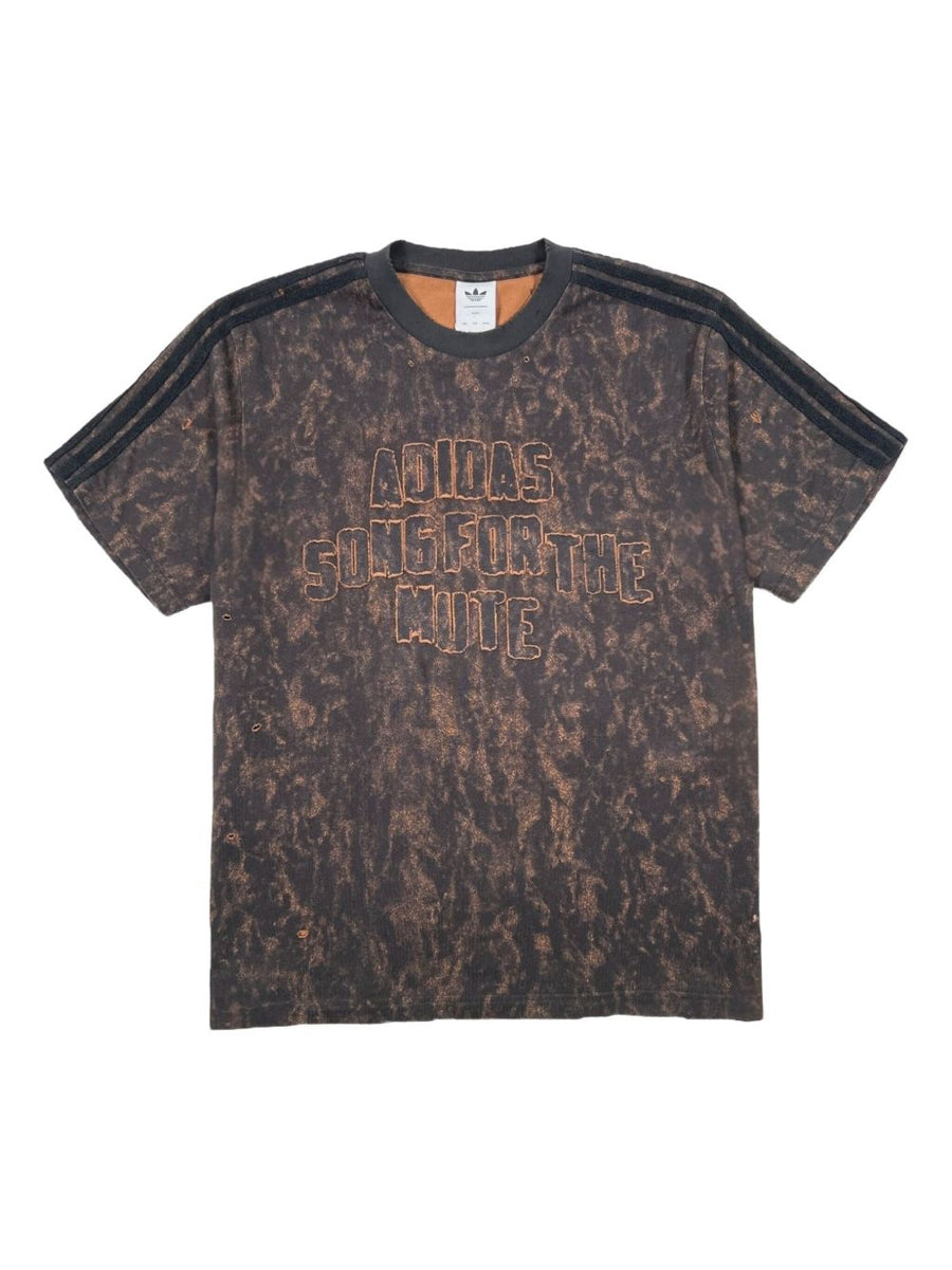 Adidas By Song For The Mute Logo Cotton T Shirt For Men With Distressed Brown Detailing And Three Stripes