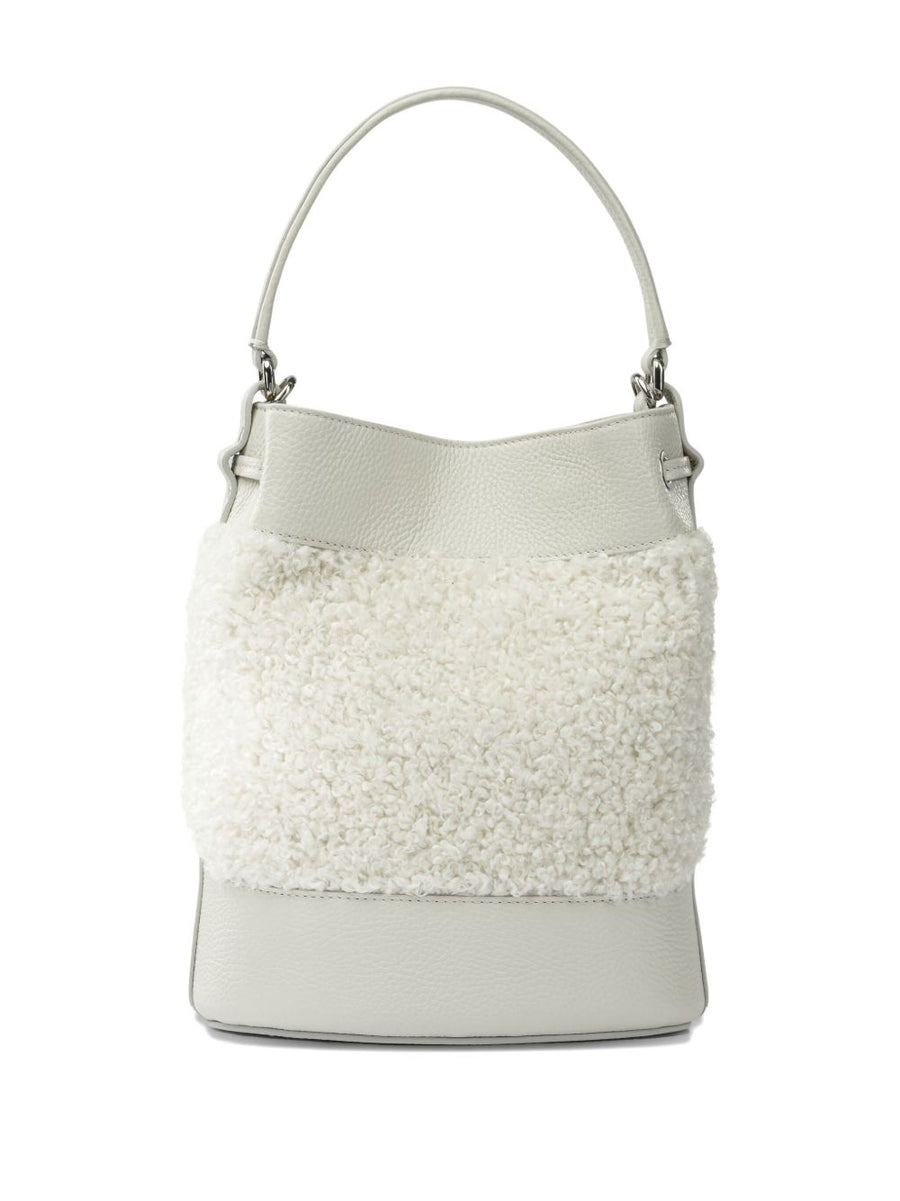 Zanellato Mondà Dolly Small Leather Bucket Bag White For Women Top Handle Silver Hardware