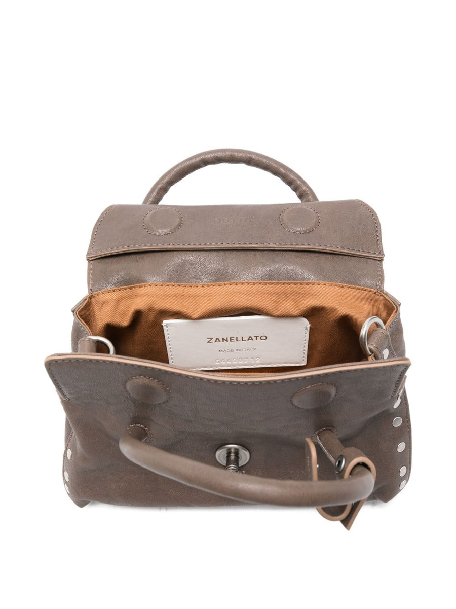 Zanellato Small Dotta Bag Smooth Grey Calf Leather For Women Compact Luxury Handbag