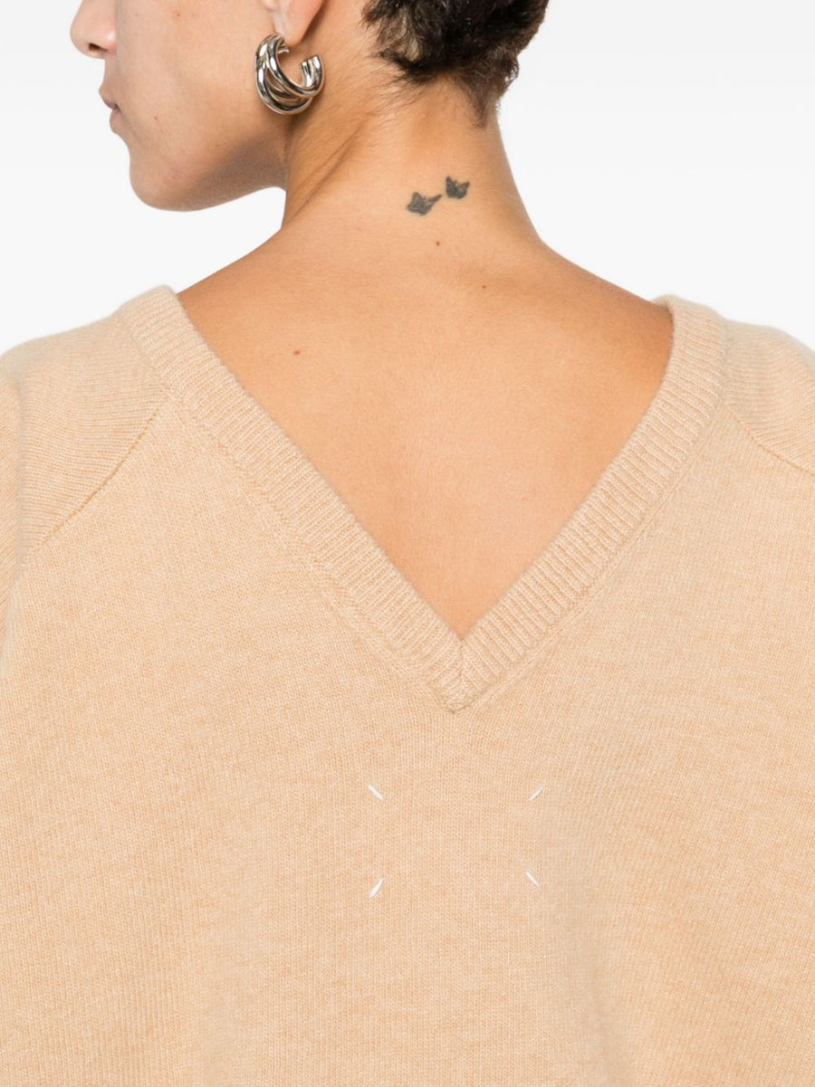 Maison Margiela Camel Wool Round Neck Sweater For Women Quiet Luxury Timeless Knitwear