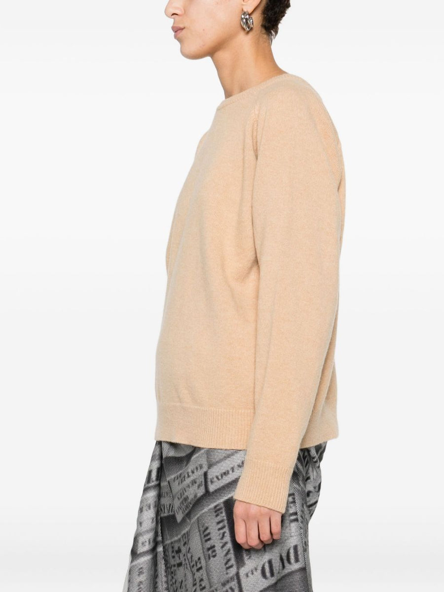 Maison Margiela Camel Wool Round Neck Sweater For Women Quiet Luxury Timeless Knitwear