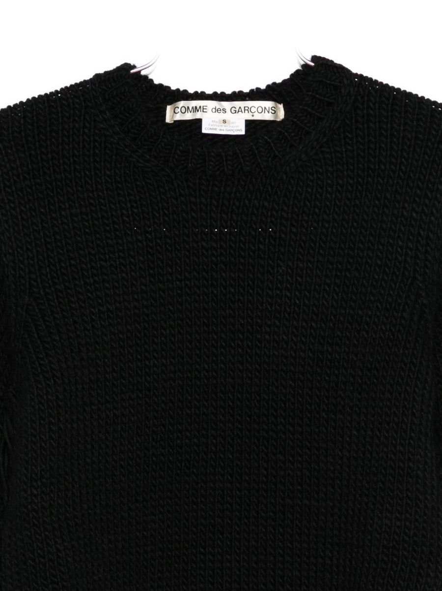 Comme Des Garcons Fringed Wool Top For Women With Luxe Fringed Trim Knitwear For Fall Winter 2025