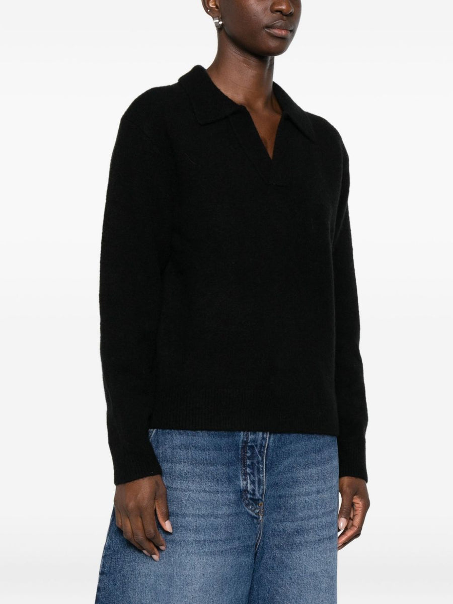 Dunst Wool Blend Polo Sweater For Women Cozy Warmth Versatile Knit Top In Grey Luxurious Finish
