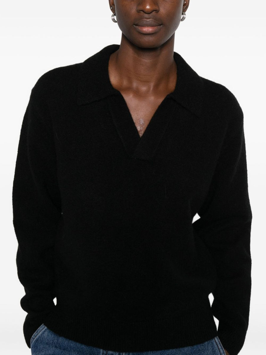 Dunst Wool Blend Polo Sweater For Women Cozy Warmth Versatile Knit Top In Grey Luxurious Finish