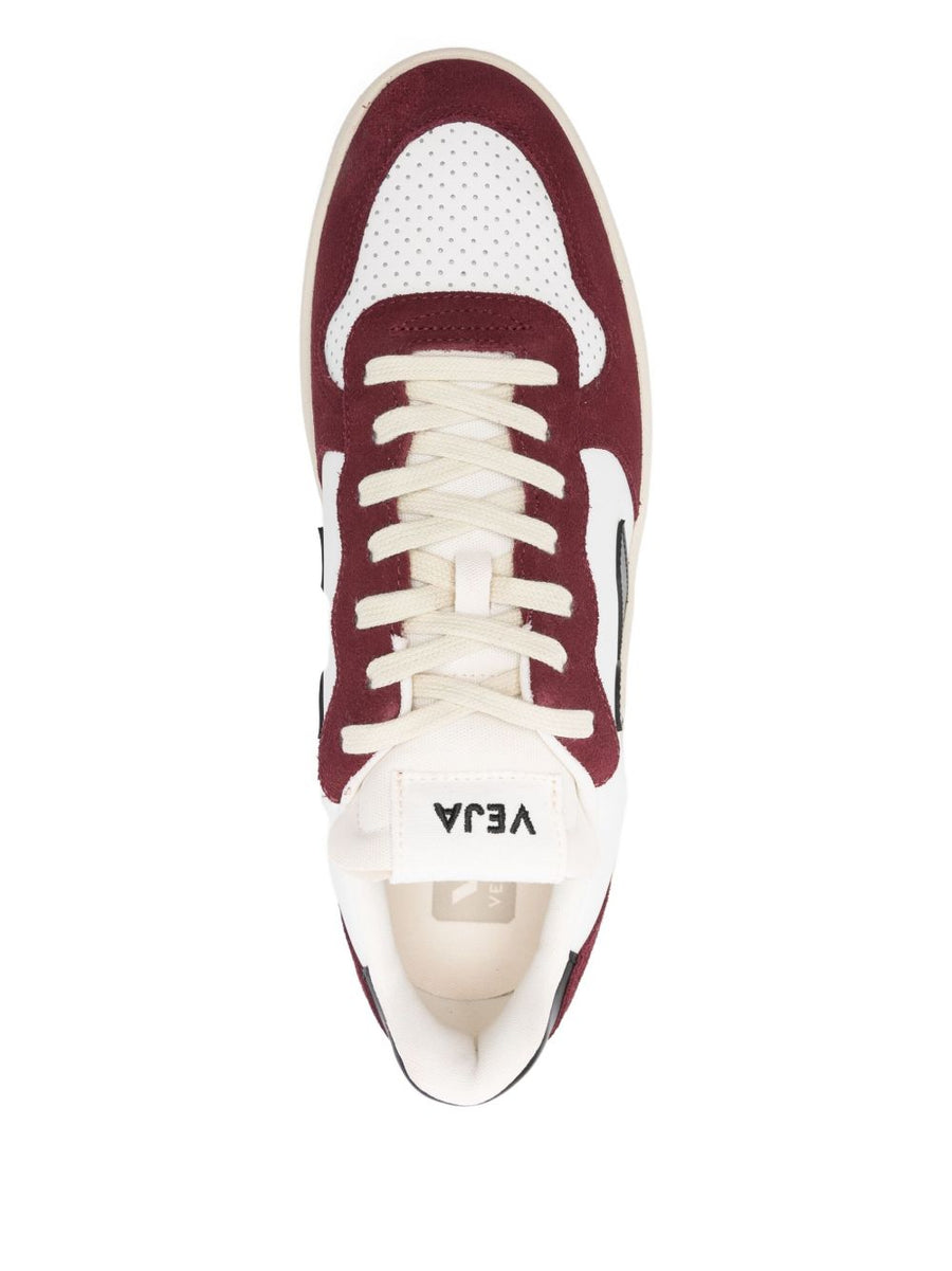 Veja V10 Sneakers For Women Premium Calf Leather Upper White Multicolor With Red Detail Perforated Toe