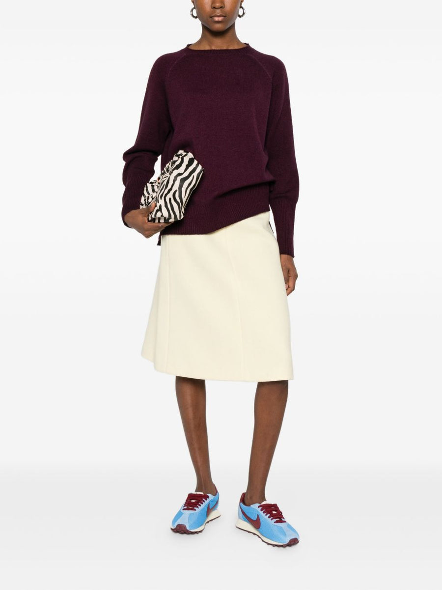 Base Wool Crewneck Sweater For Women With Raglan Sleeves And Cozy Layering Warmth In Violet
