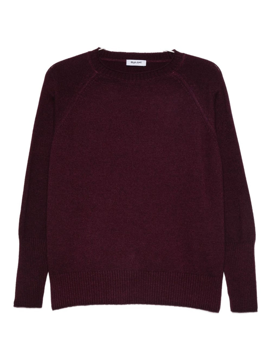 Base Wool Crewneck Sweater For Women With Raglan Sleeves And Cozy Layering Warmth In Violet