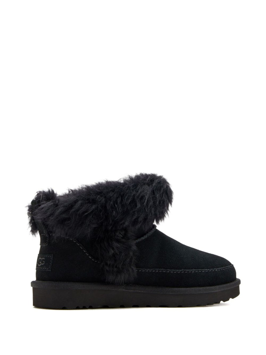 UGG Classic Ultra Mini Chalet Boots For Women Black Premium Leather Lined Rubber Sole Comfort And Style